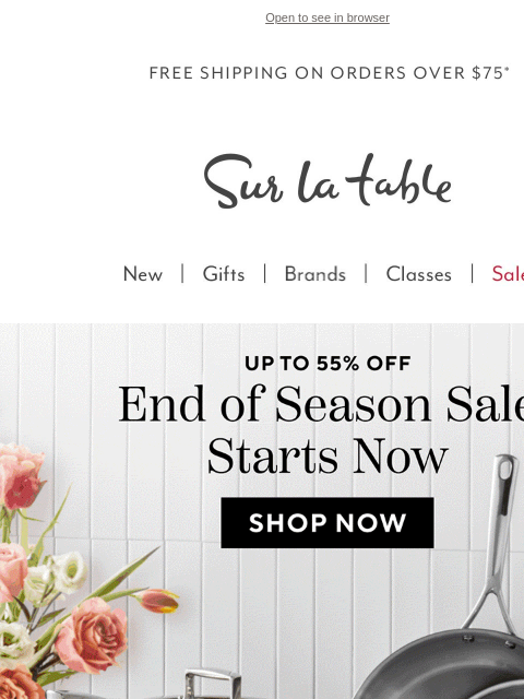 surlatable newsletter: End of season sale: Up to 55% off starts now!