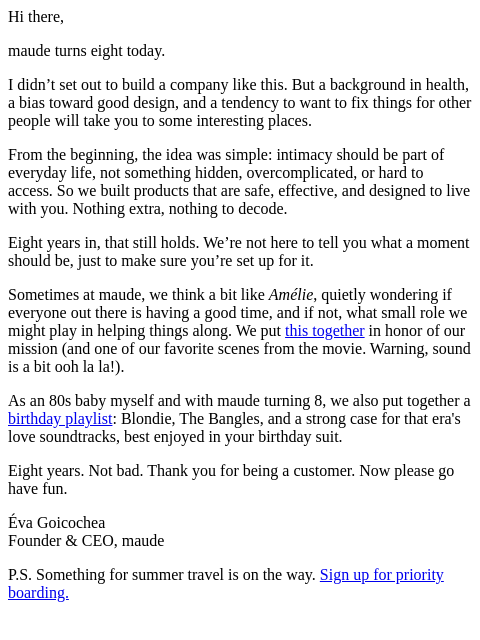 getmaude newsletter: maude is eight today.