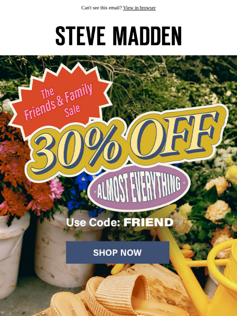 stevemadden newsletter: 30% Off All The Hits
