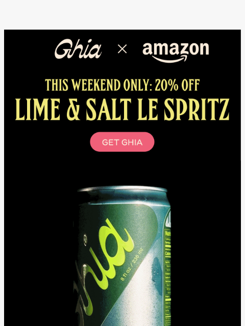 drinkghia newsletter: 20% off Lime & Salt Le Spritz ✨