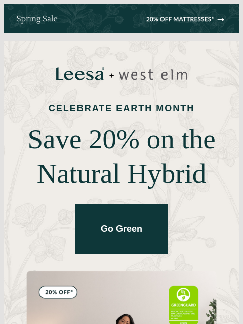 leesasleep newsletter: Save 20% on the Natural Hybrid