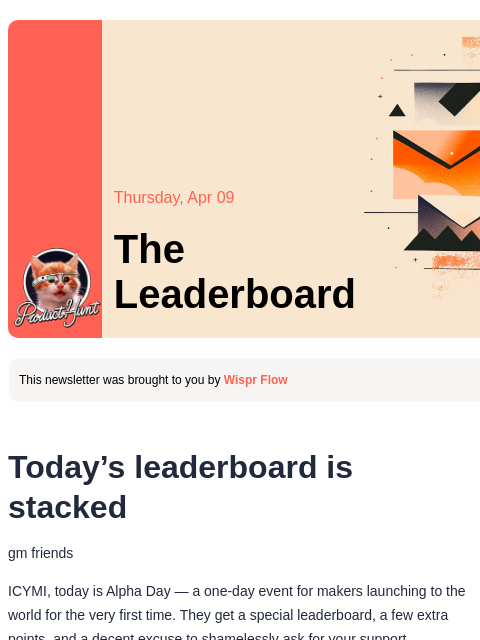 producthunt newsletter: 😸 Hello, world