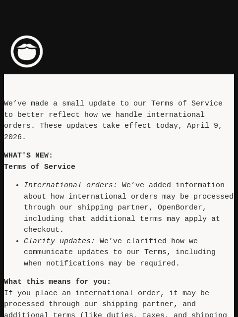 beardbrand newsletter: We updated our Terms of Service
