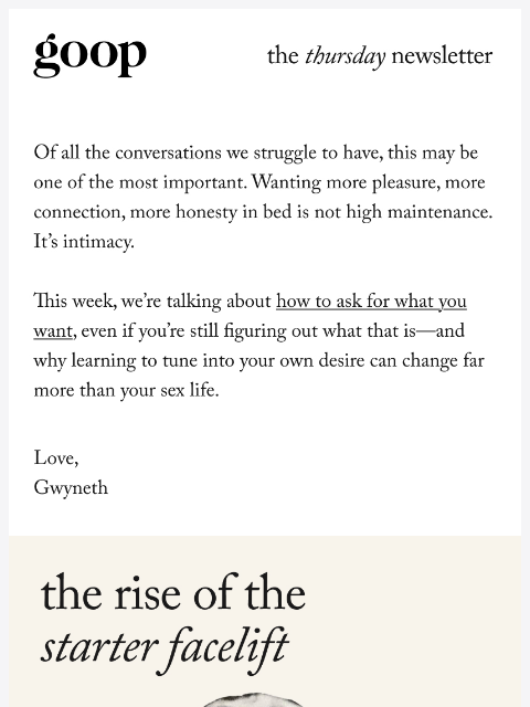 goop newsletter: the Thursday newsletter