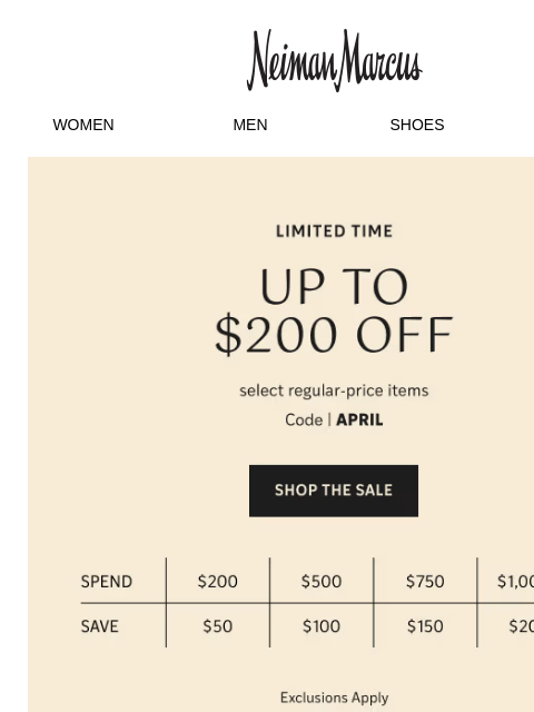 neimanmarcus newsletter: Up to $200 off + 3x InCircle points
