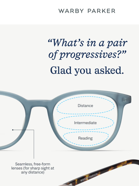 warbyparker newsletter: Get to know our progressives