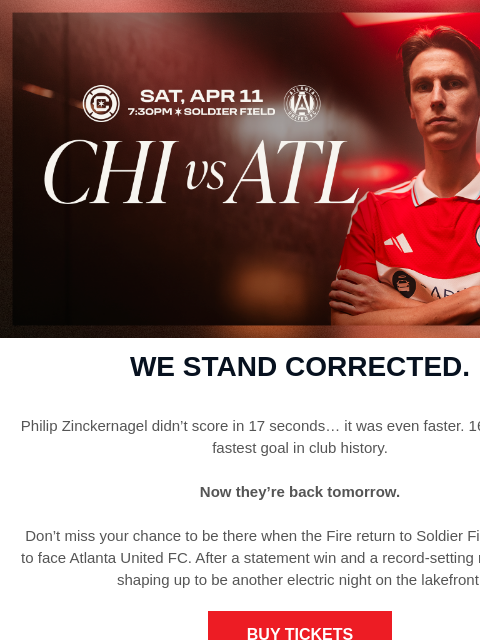 chicagofirefc newsletter: We Stand Corrected.