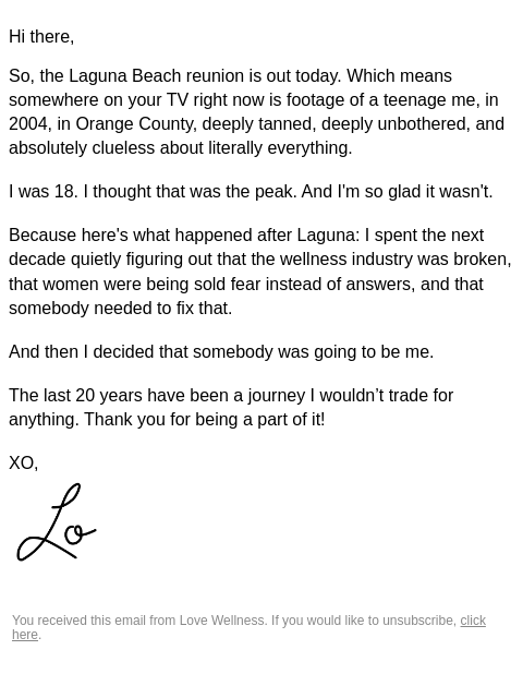 lovewellness newsletter: 20 Years of Laguna 🌊