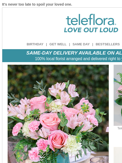 teleflora newsletter: Spoil Your Love 💕 Enjoy 20% Off