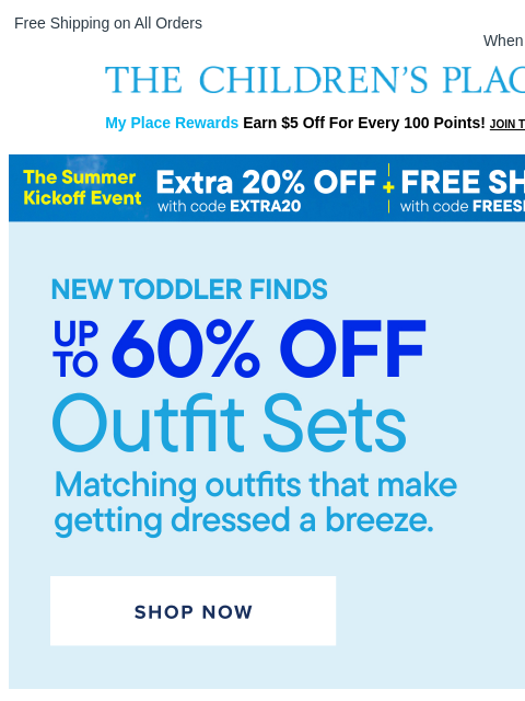 childrensplace newsletter: NEW! Easy Toddler Sets for Summer