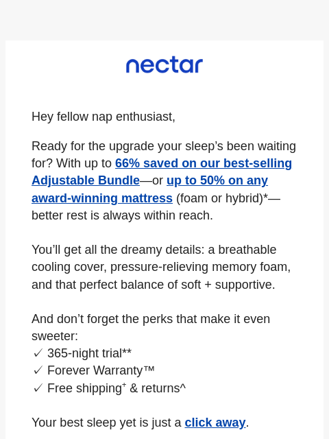 nectarsleep newsletter: A little note from Nectar. Sealed with sweet dream...