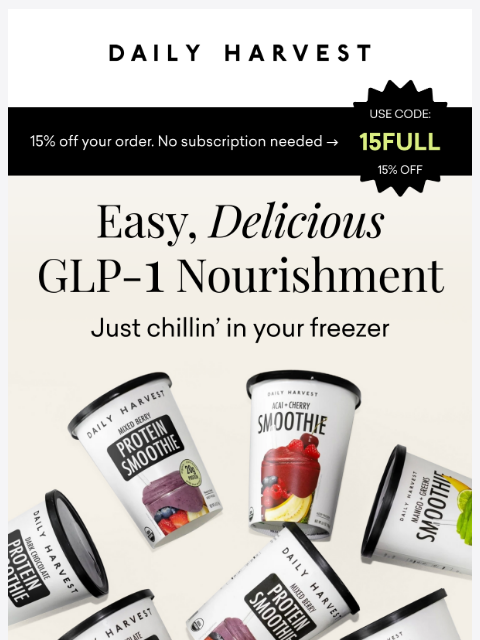 daily-harvest newsletter: GLP-1 support, right in your freezer