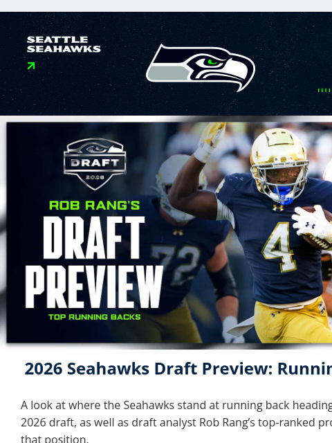 seahawksemail newsletter: 2026 Seahawks Draft Preview: Running Back & More