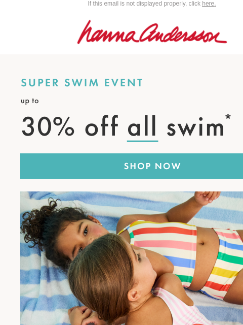 hannaandersson newsletter: 🌞 Up To 30% Off ALL Swim