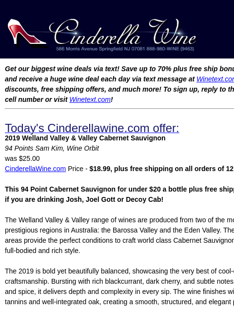 winelibrary newsletter: 2019 Welland Valley & Valley Cabernet Sauvignon (9...