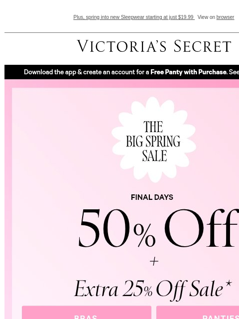 victoriassecret newsletter: Extra 25% Off Sale—Not a Drill