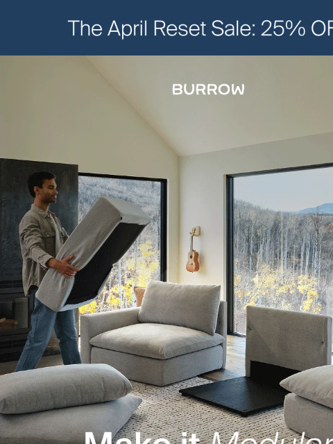 burrow newsletter: 25% off furniture that flexes