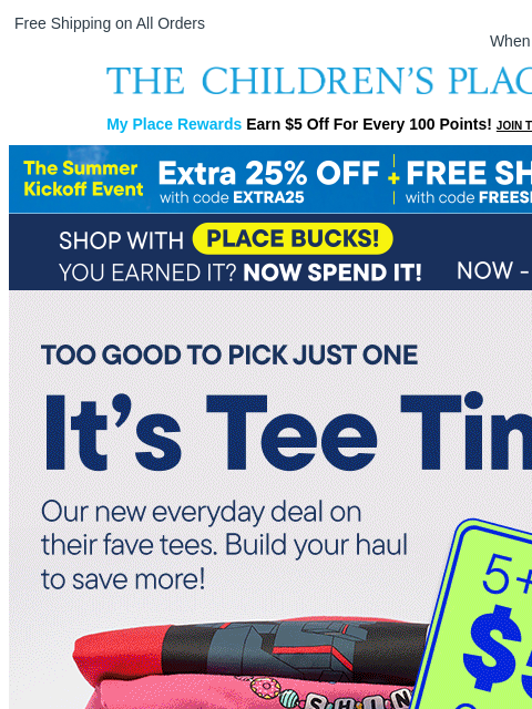 childrensplace newsletter: Your Summer Graphic Tee Refresh 🌞