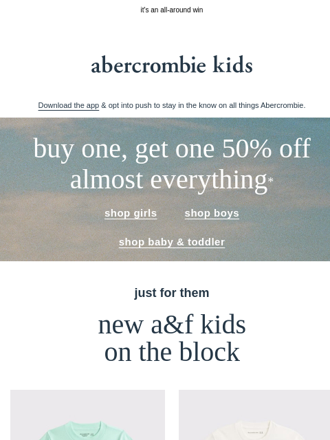 abercrombie newsletter: they love the looks, you love the sale