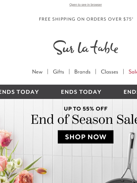 surlatable newsletter: Today's the last day to save up to 55%.