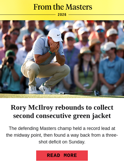 golfdigest newsletter: BREAKING: Rory McIlroy wins back-to-back Masters