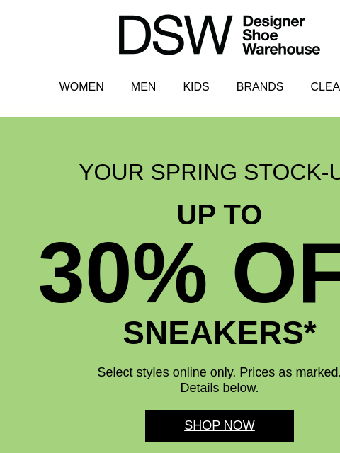 dsw newsletter: Psst…up to 30% off athletic picks