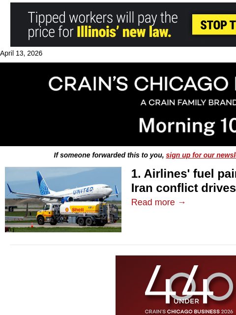 crainalerts newsletter: Iran war siphons airline profits​