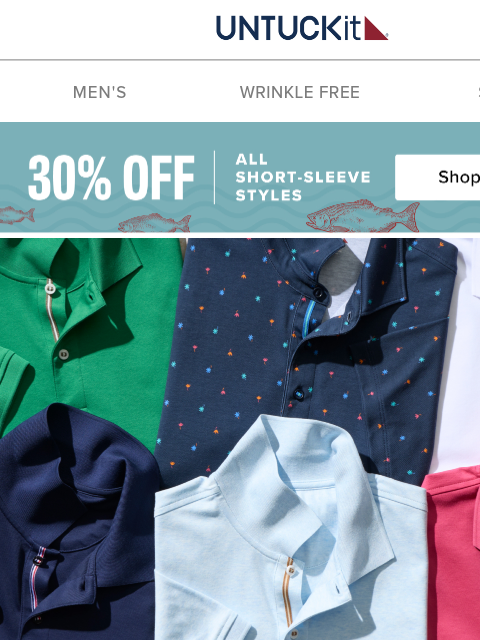 untuckit newsletter: 30% Off Short-Sleeve Ends Tonight! It’s Polo Seaso...