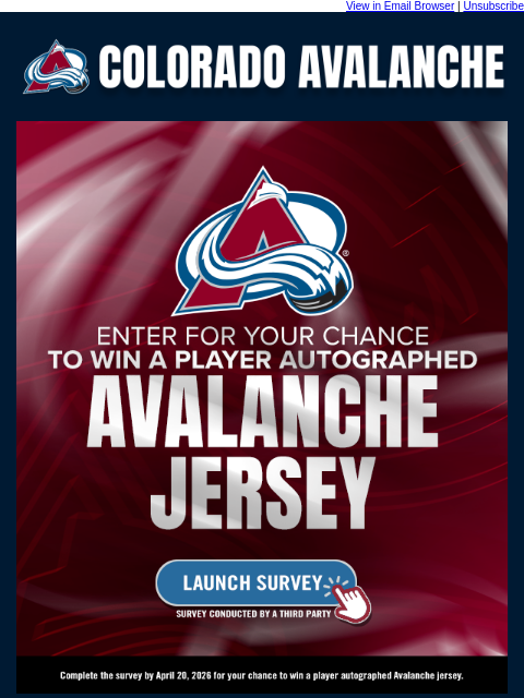 thecoloradoavalanche newsletter: Enter for Your Chance to Win an Autographed Avs Je...