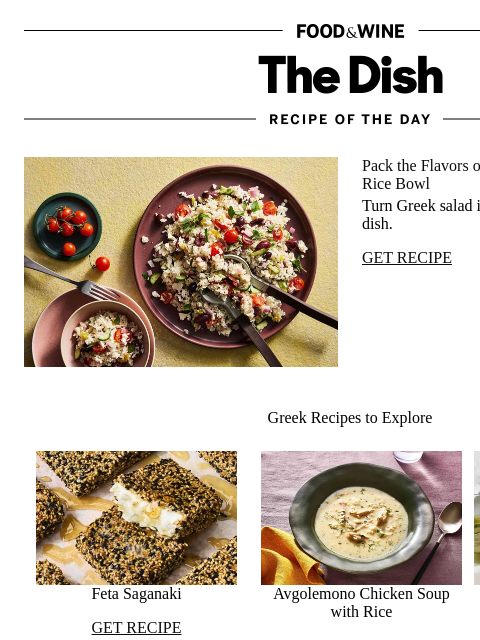 foodandwine newsletter: Greek Rice Salad