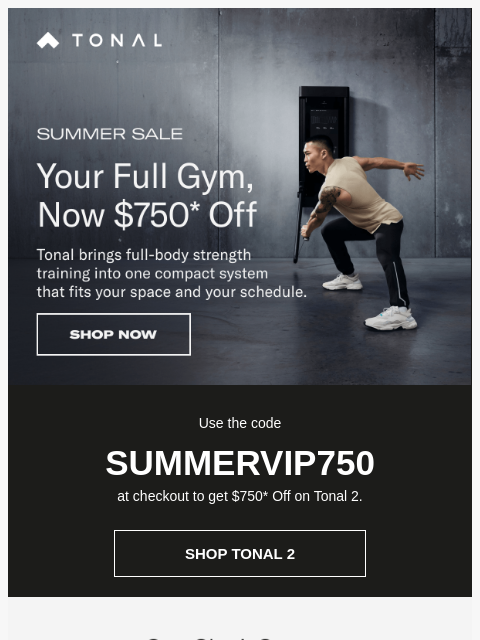 tonal newsletter: Early Access: Save $750 on Tonal 2