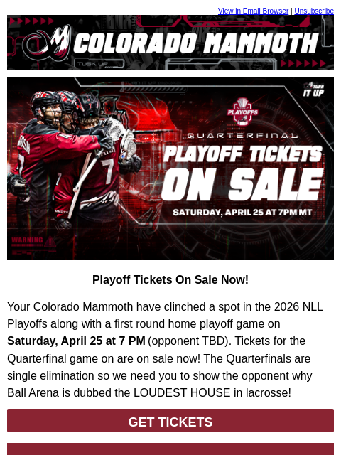 thecoloradomammoth newsletter: 🦣 Mammoth Quarterfinal Playoff Tickets On Sale No...