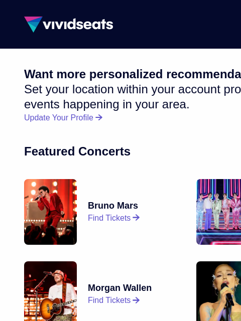 vividseats newsletter: Your National Ticket Update