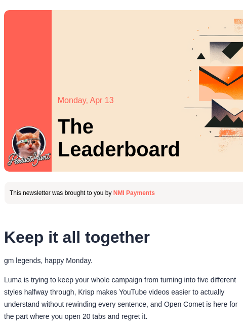 producthunt newsletter: 😸 Marketing on easy mode