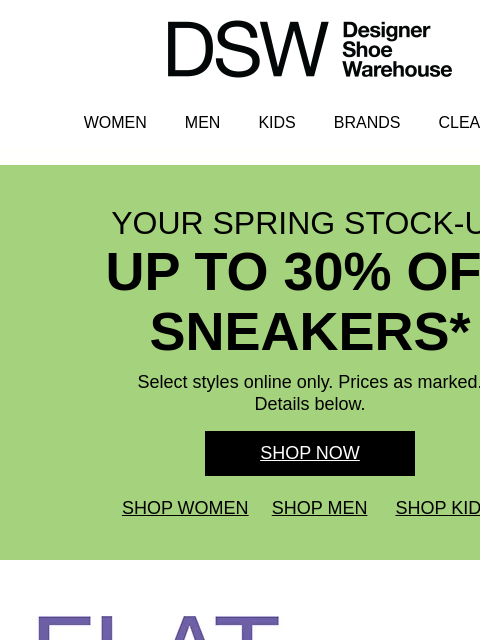 dsw newsletter: Up to 30% off athletic?? Say less.