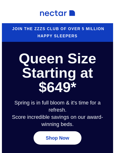 Plus all mattress purchases include our 365-night risk-free sleep trial. Discover restful sleep in the comfort of your home (free shipping included)+ Nectar Join the ZZZs club of over 5 million happy