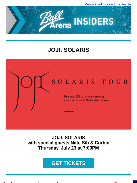 kroenkeentertainment newsletter: Plan Your Next Concert at Ball Arena!