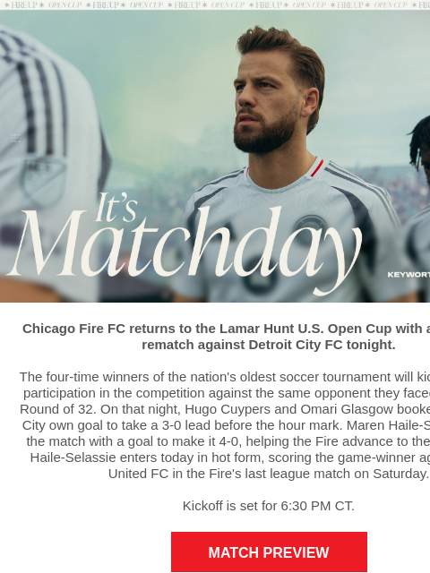 chicagofirefc newsletter: TONIGHT: Chicago Fire vs Detroit City FC