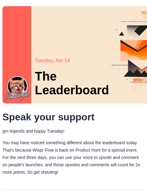 producthunt newsletter: 😸 Upvotes but louder