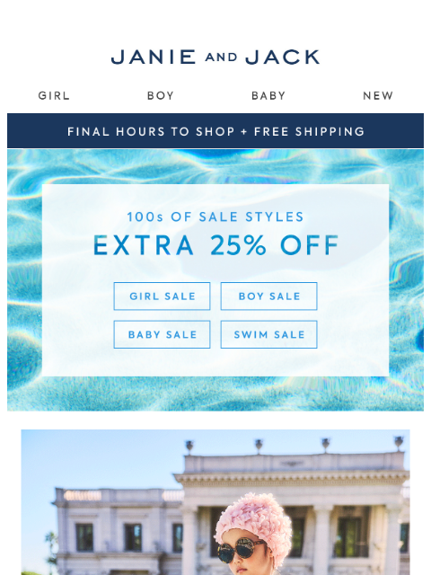 janieandjack newsletter: Final hours: free shipping + extra 25% off