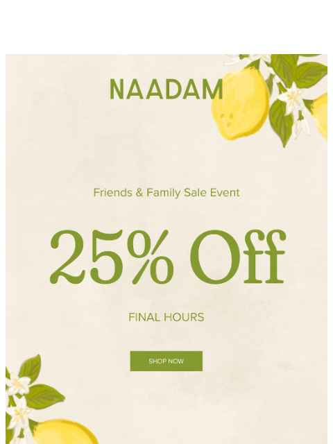 naadam newsletter: 25% off ends tonight