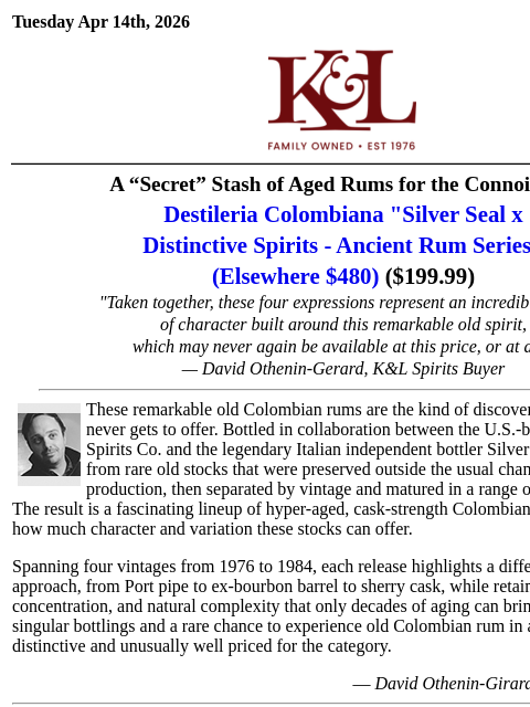 klwines newsletter: A K&L discovery. Decades-old Colombian Rums for a ...