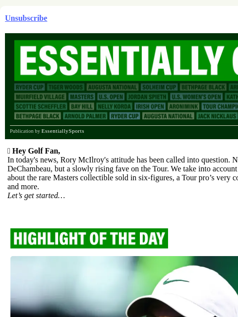 beehiiv newsletter: Rory's Behavior Called Into Question