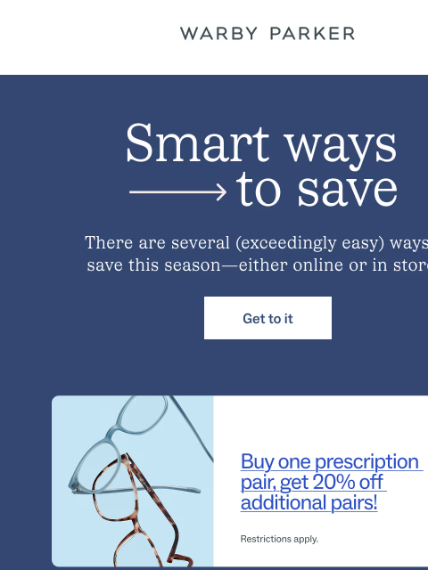 warbyparker newsletter: Now’s the time for savings