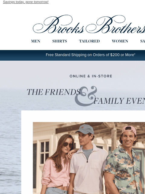 brooksbrothers newsletter: Ends today: 25% off sitewide
