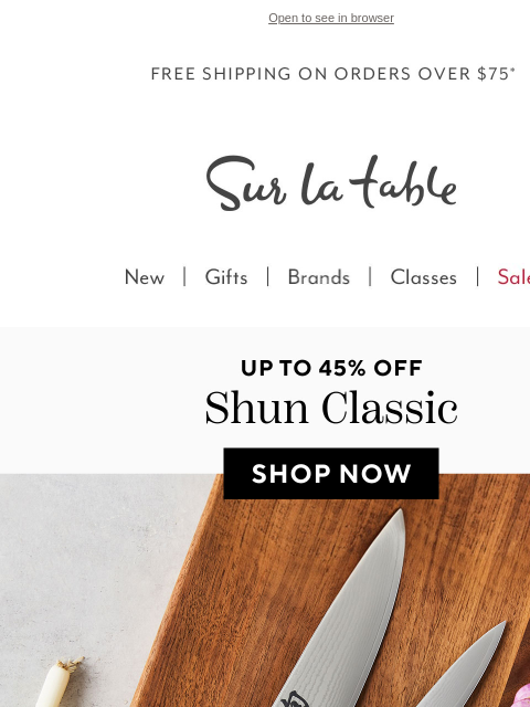 surlatable newsletter: The sharpest tools in the kitchen, on sale now.