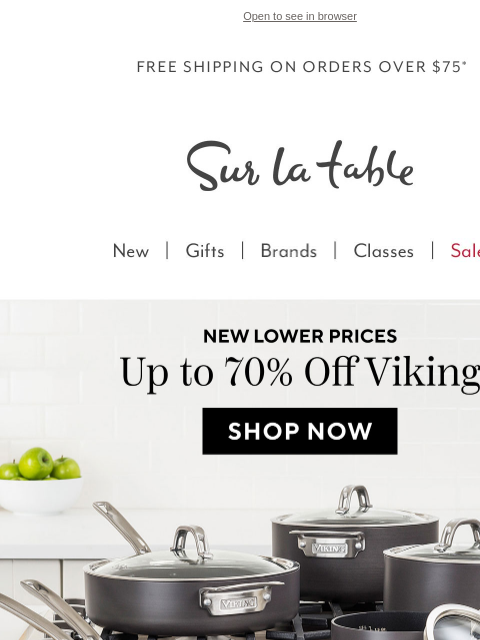 surlatable newsletter: New price drops: Viking up to 70% off.