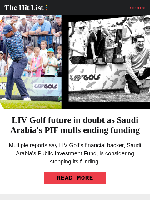 golfdigest newsletter: BREAKING: LIV Golf weighing shutting down