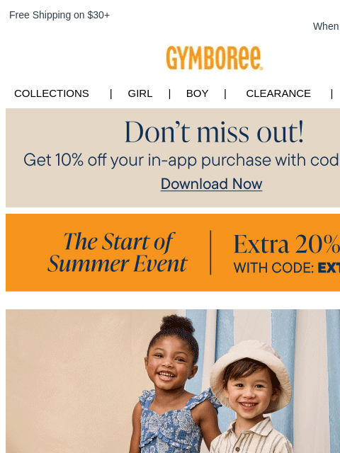 gymboree newsletter: Just Landed, Iconic Summer Looks! + Get 20% Off No...