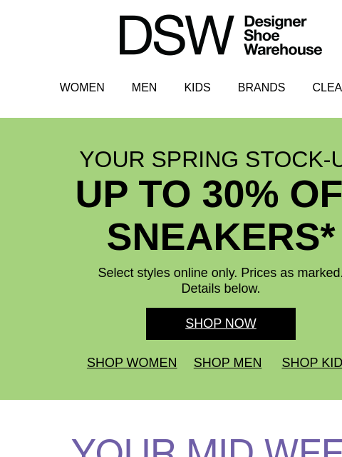 dsw newsletter: You should *really* shop up to 30% OFF